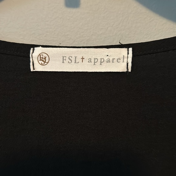 Black V-Neck Blouse with Tie Front Small - Picture 2 of 6